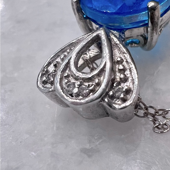 Carribean Quartz Cambodian Zircon Sterling Silver Pendant Necklace - Picture 7 of 13